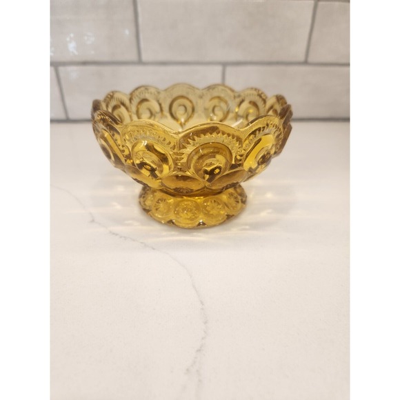 Vintage LE Smith Amber Glass Single Taper Candle Stick Holder Bowl - Picture 5 of 10